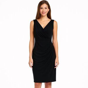 Lauren Ralph Lauren Black Draped Jersey Sheath Dress | Size 6